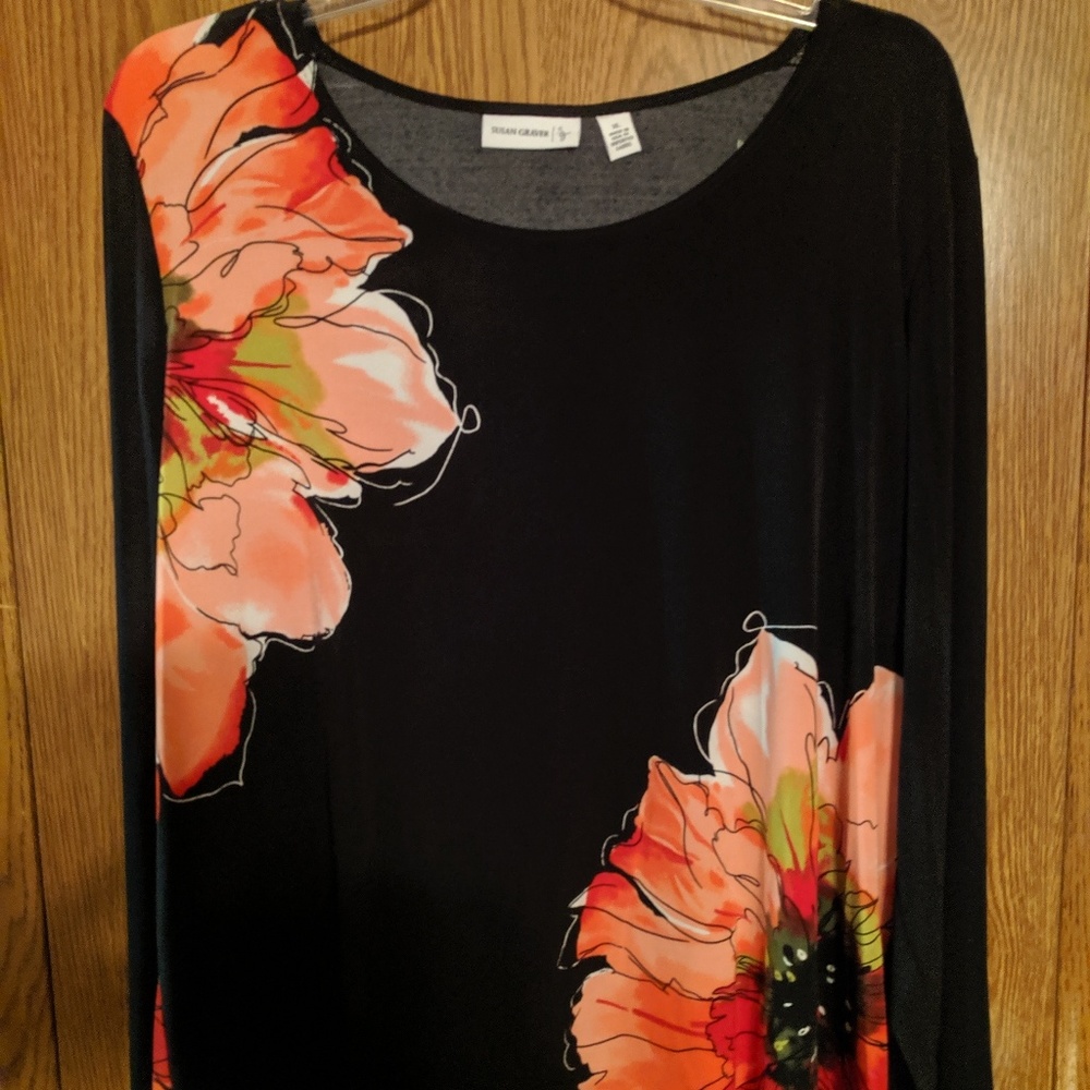 Susan Graver Liquid Knit Placement Print Top